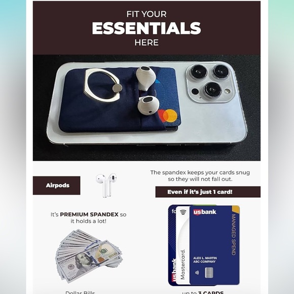 DoorBuster Stick on Phone Ring Wallet - Picture 4 of 7